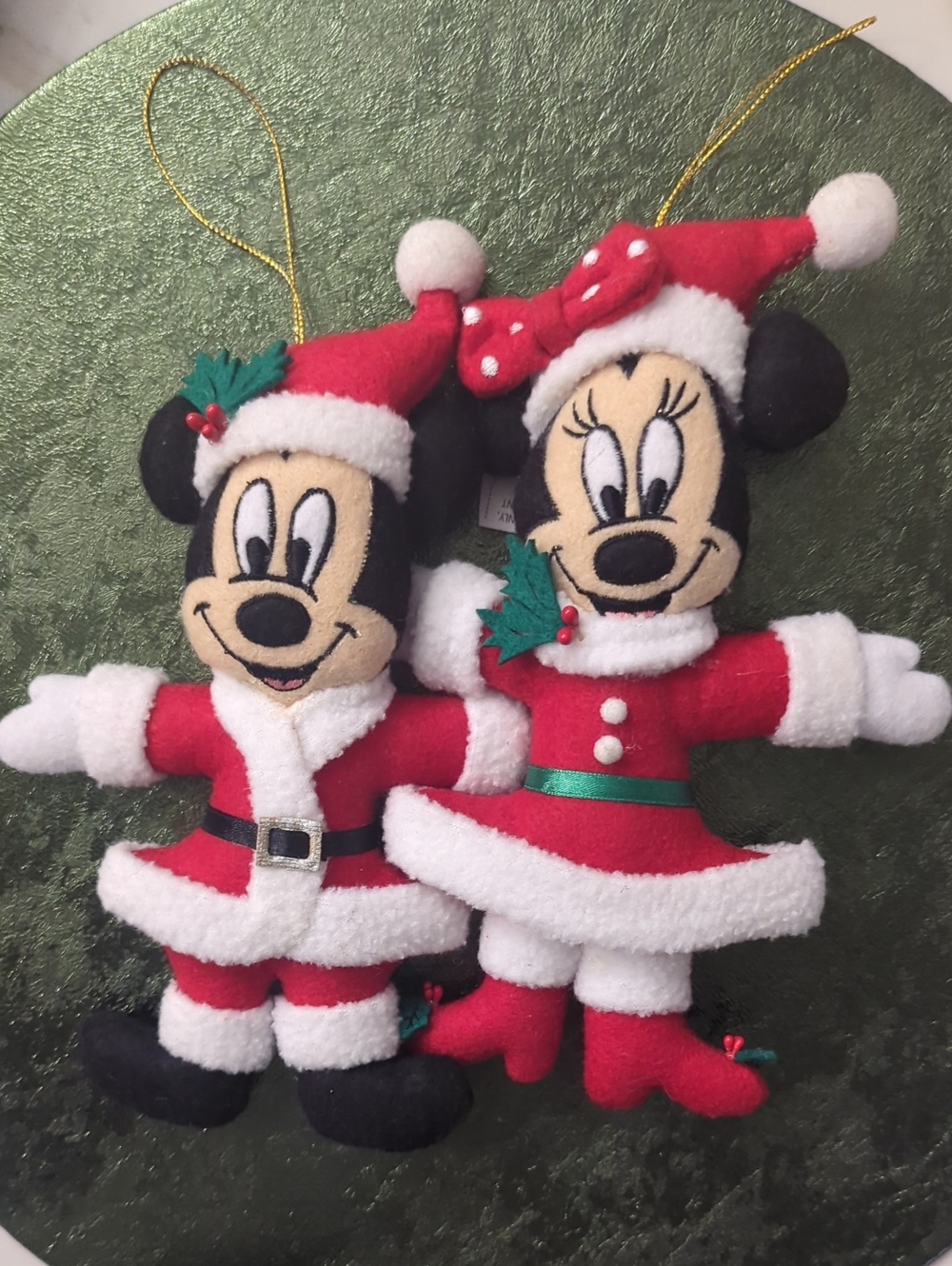 Mickey & Minnie Mouse 2008 Theme Park Plush Merchandise Christmas Tree Ornaments